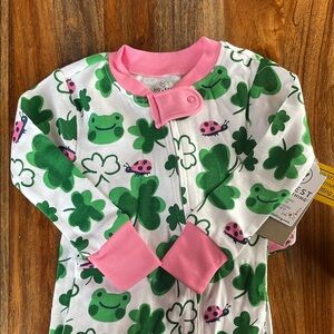 Green Frog and Shamrock Baby Onesie-NWT